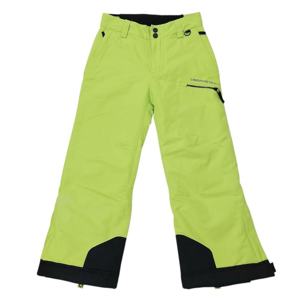 Obermeyer Kids M 10-12 Yellow Ski Snow Pants Waterproof Insulated Cargo Winter